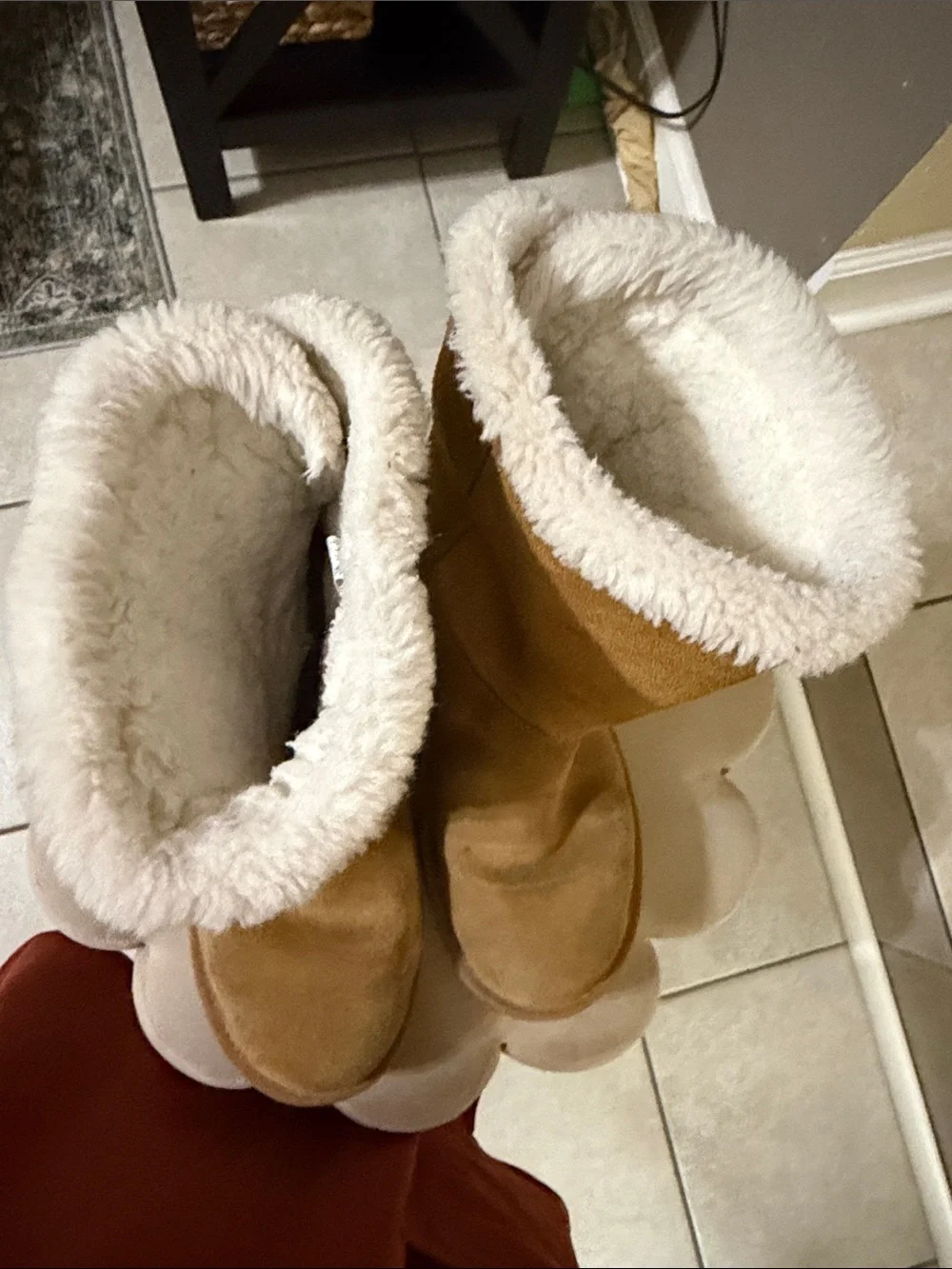 Koolaburra Chestnut Brown Suede Shearling-Lined Winter Boots